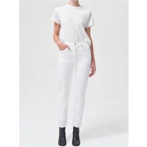 Agolde Riley White High Rise Straight Crop, Size 25